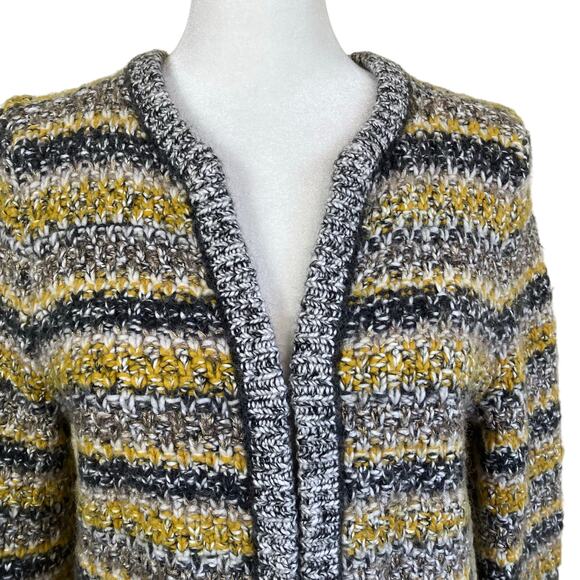 Banana Republic Sz S Chartreuse Tweed Sweater Cardigan Jacket Chunky Knit Glam - Picture 3 of 16